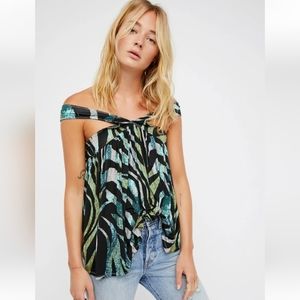 Free People We The Free Milly Babydoll Tank Top in Zebra Print